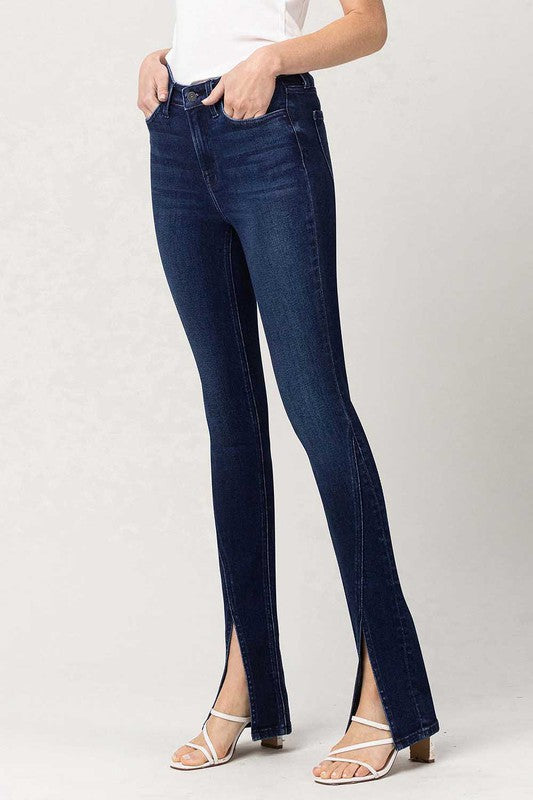 High Waist Slim Straight Leg W/Slit