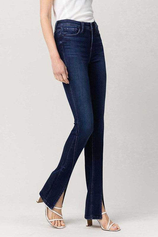 High Waist Slim Straight Leg W/Slit