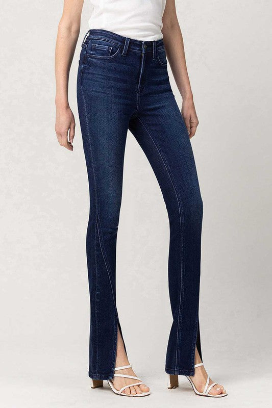 High Waist Slim Straight Leg W/Slit