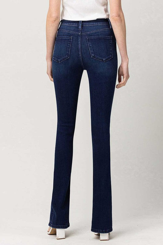 High Waist Slim Straight Leg W/Slit