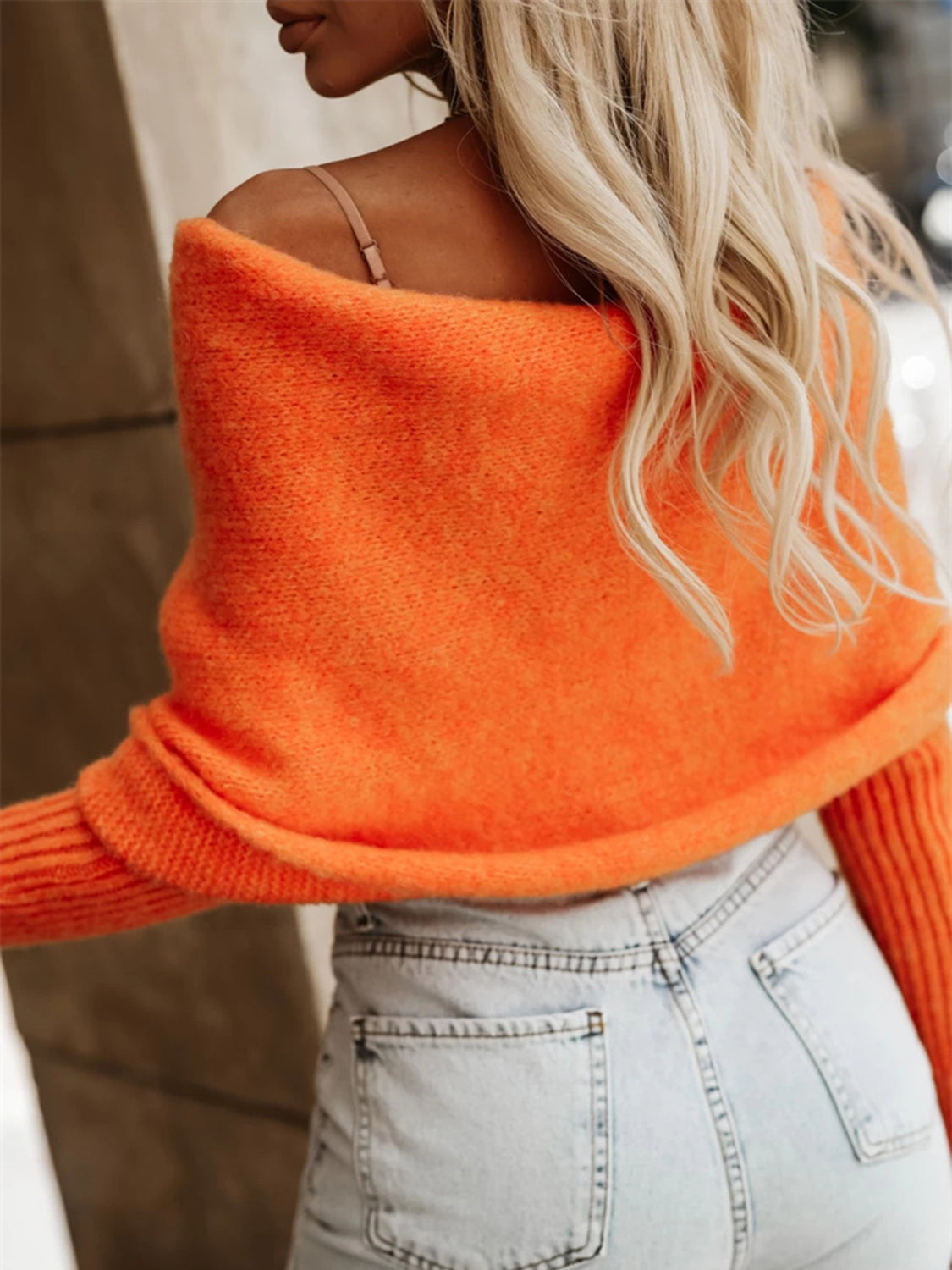 Off Shoulder Long Sleeve Sweater Top