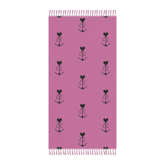 Pink Heart Anchor Beach Towel