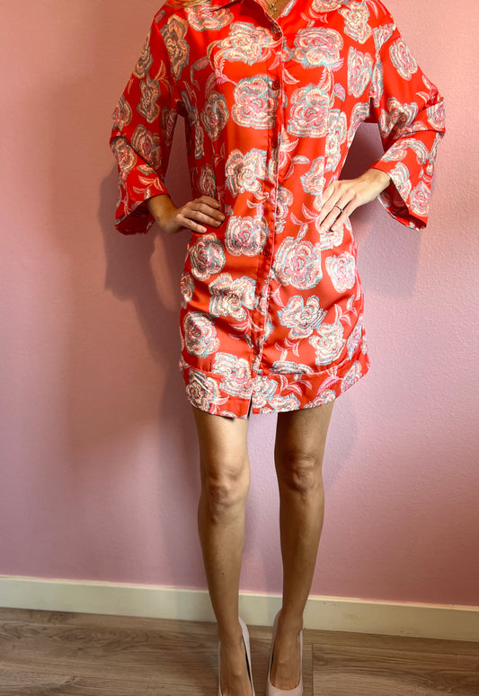Cute & Coastal Floral Three Quarter Sleeve Dress