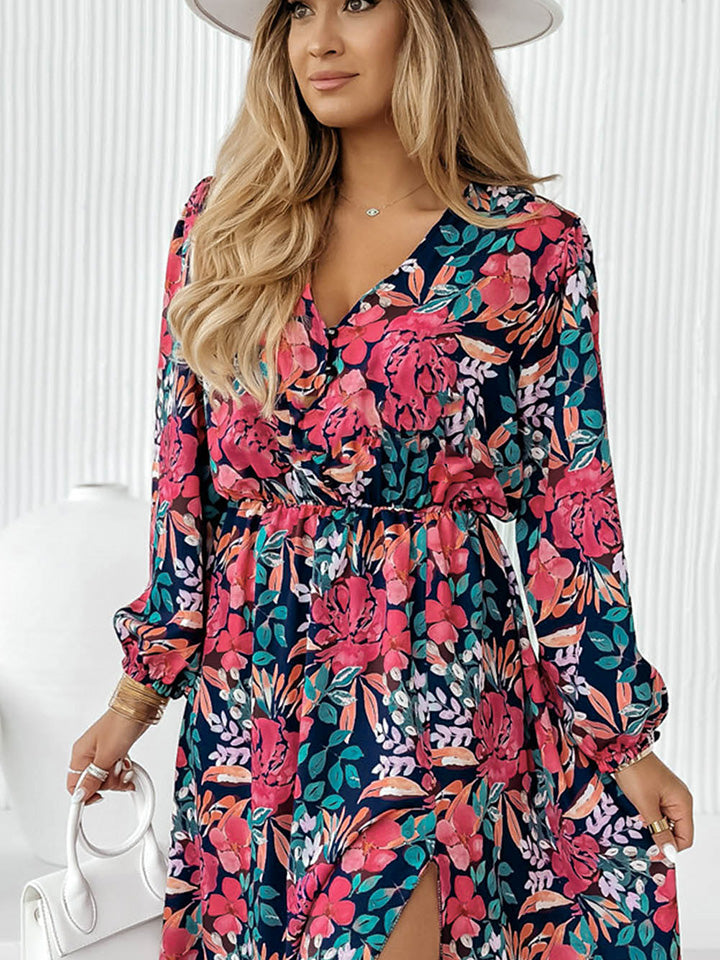 Floral Long Sleeve Midi Dress