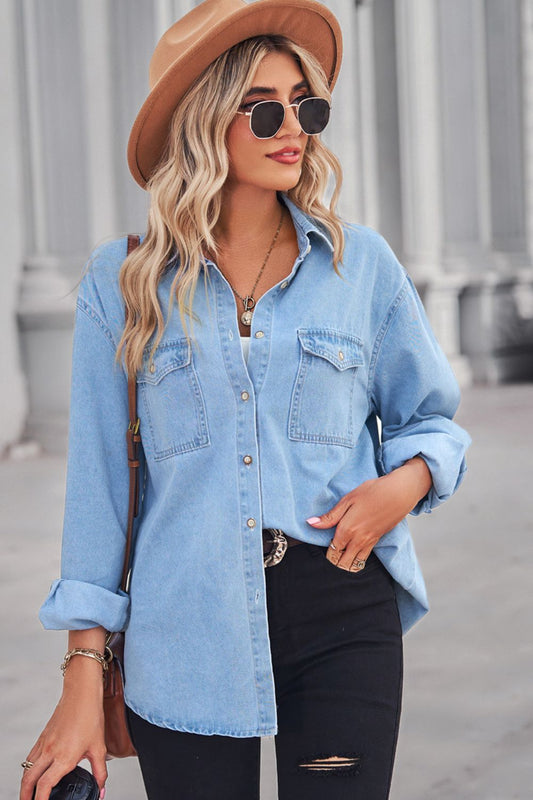 Denim Button-Up Top