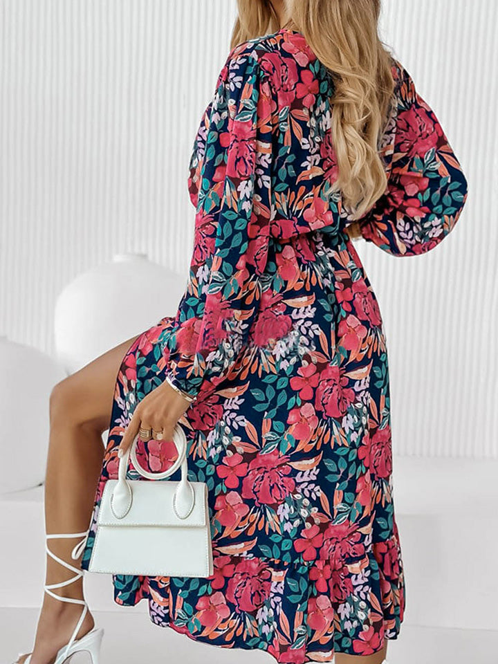 Floral Long Sleeve Midi Dress