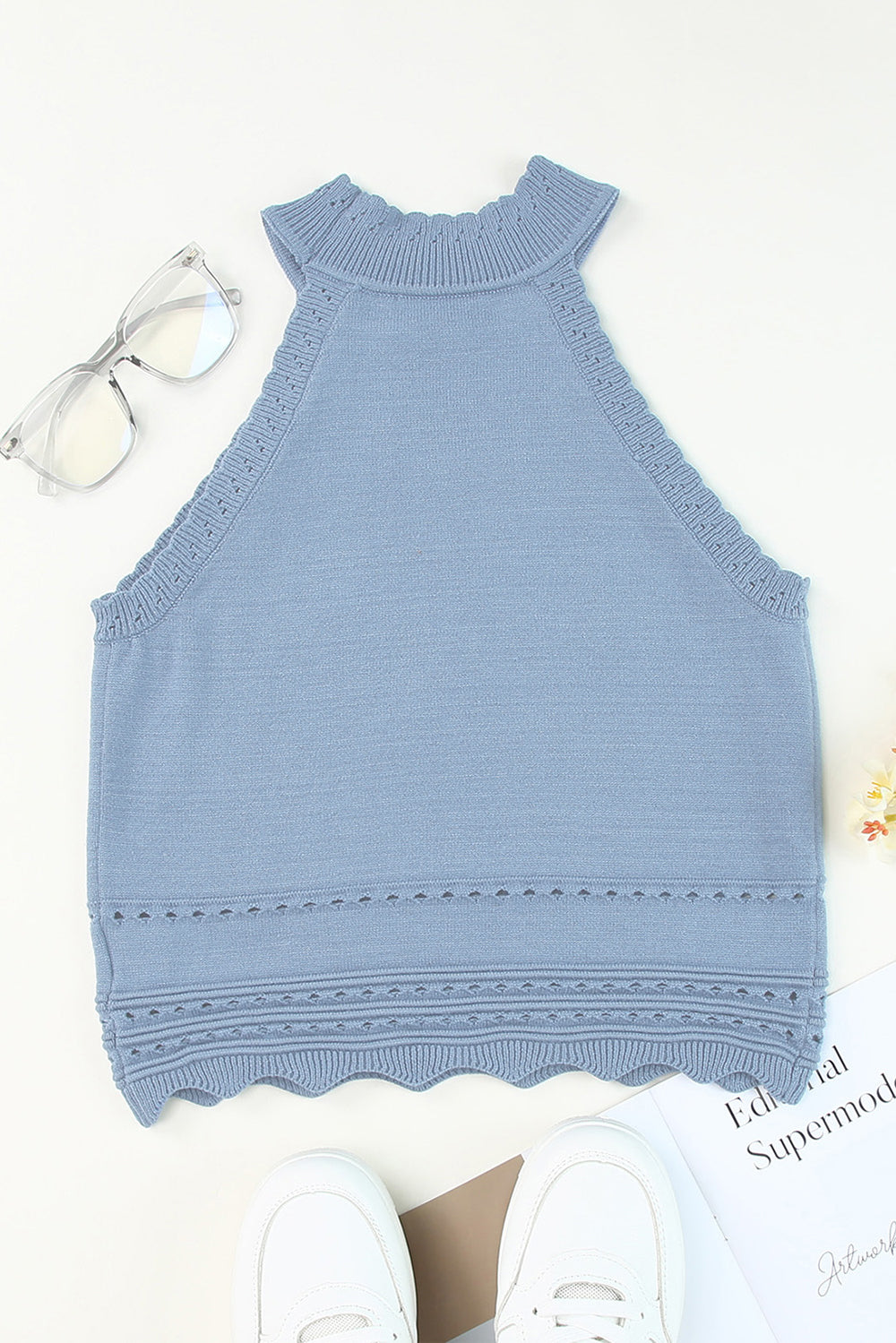 Misty Blue Eyelet Tank