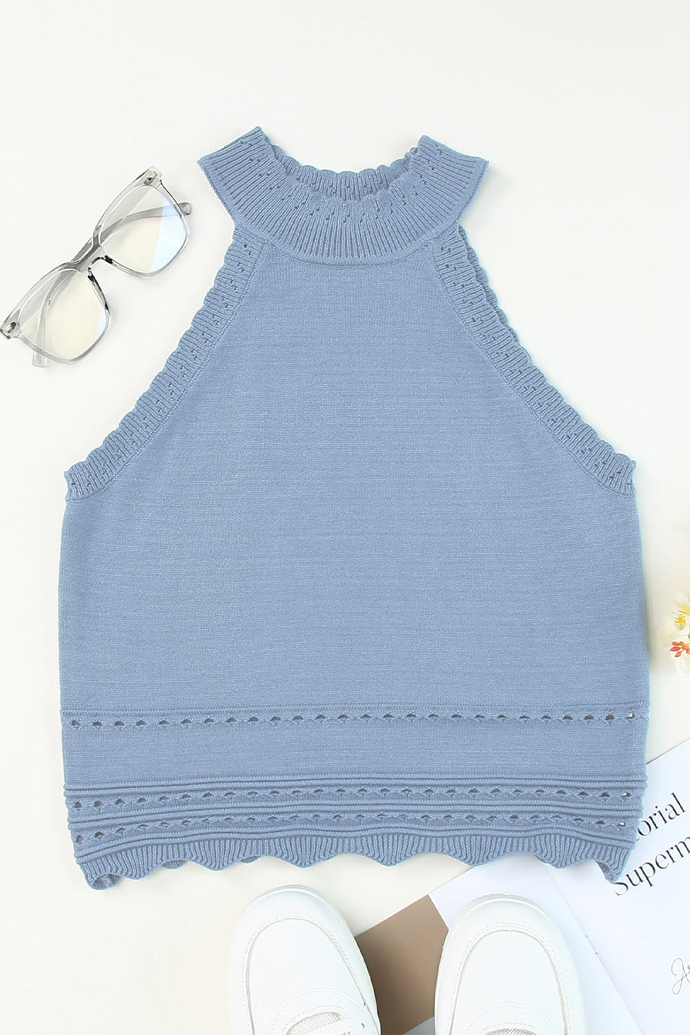 Misty Blue Eyelet Tank