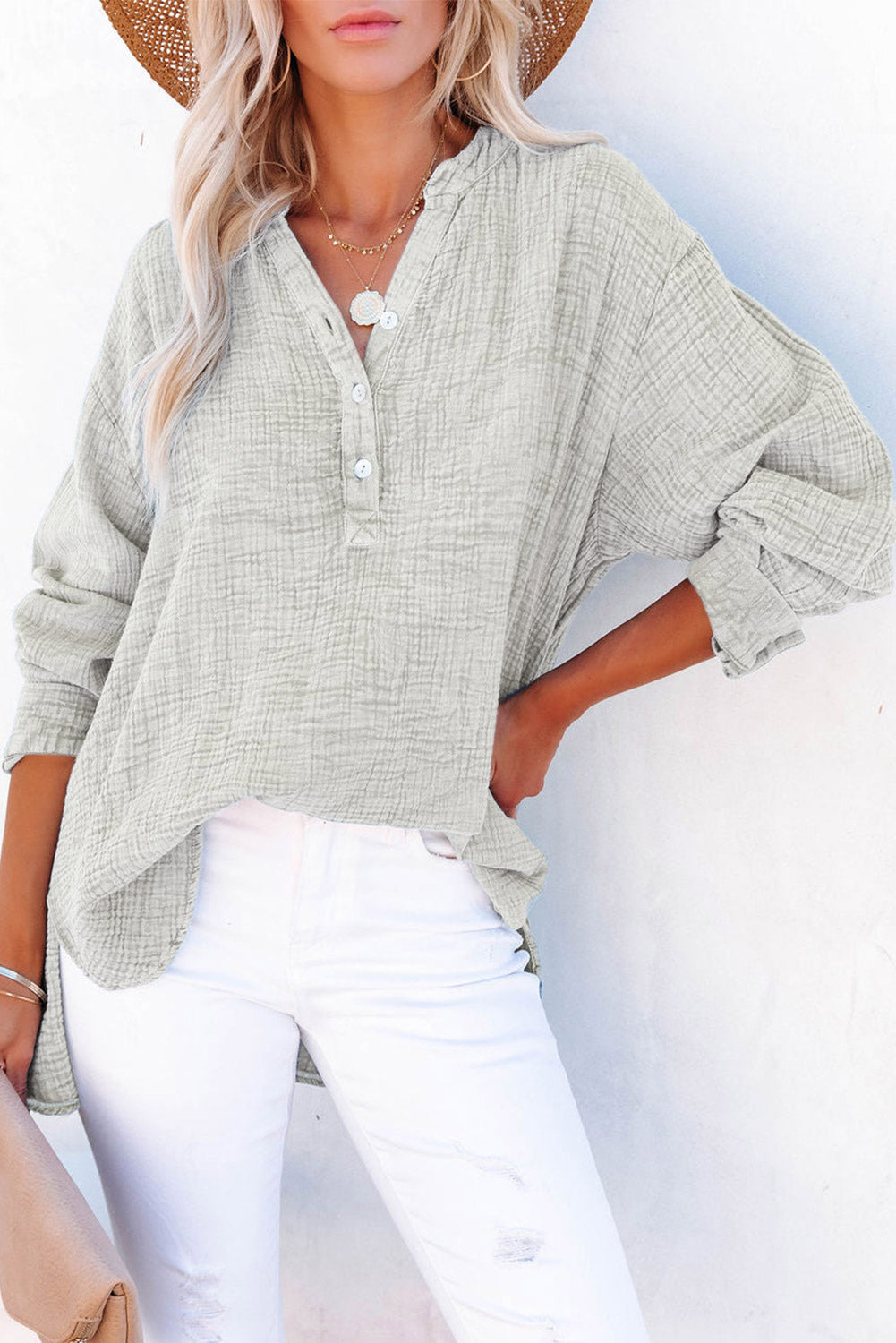 Long Sleeve Cotton Blouse