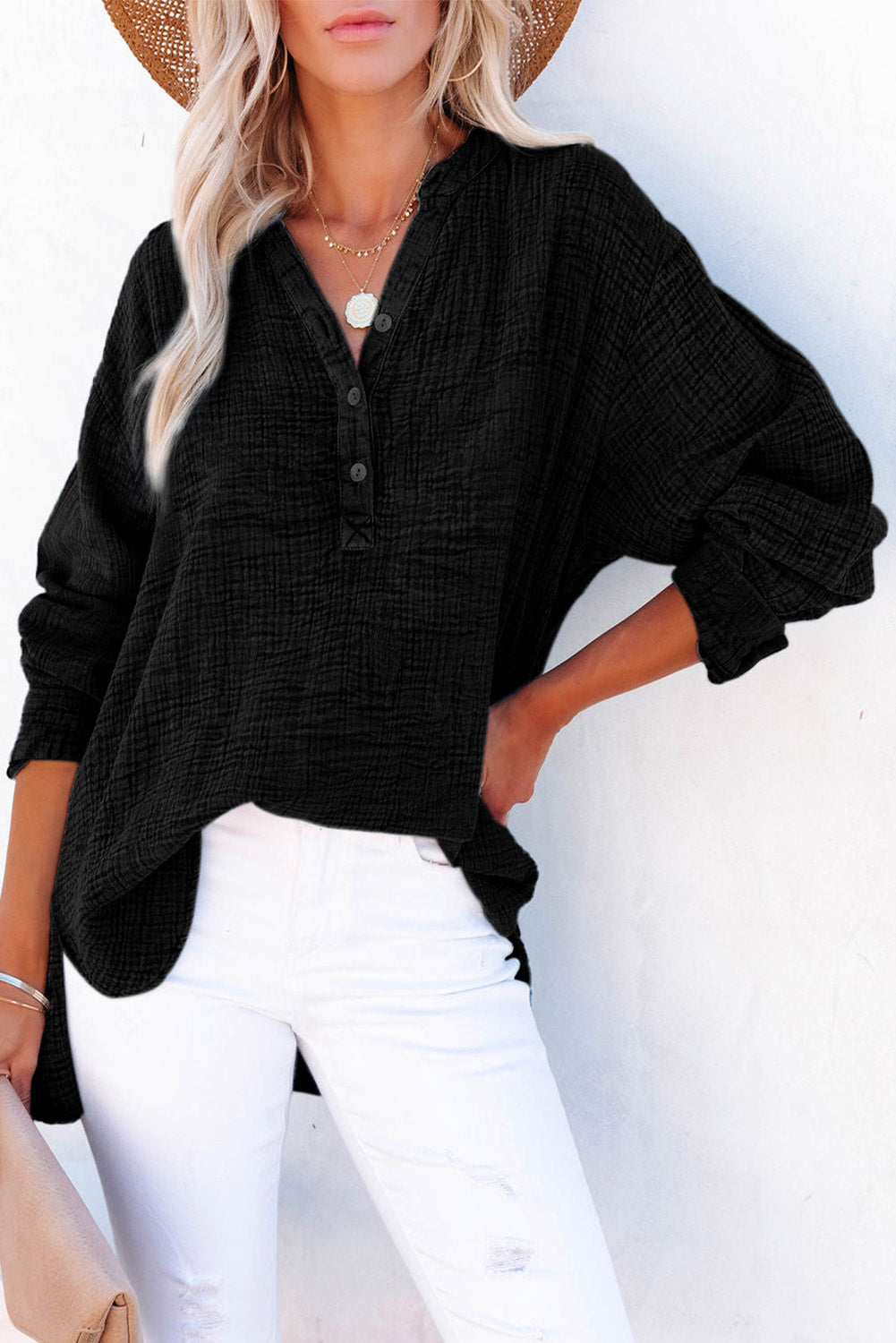 Long Sleeve Cotton Blouse